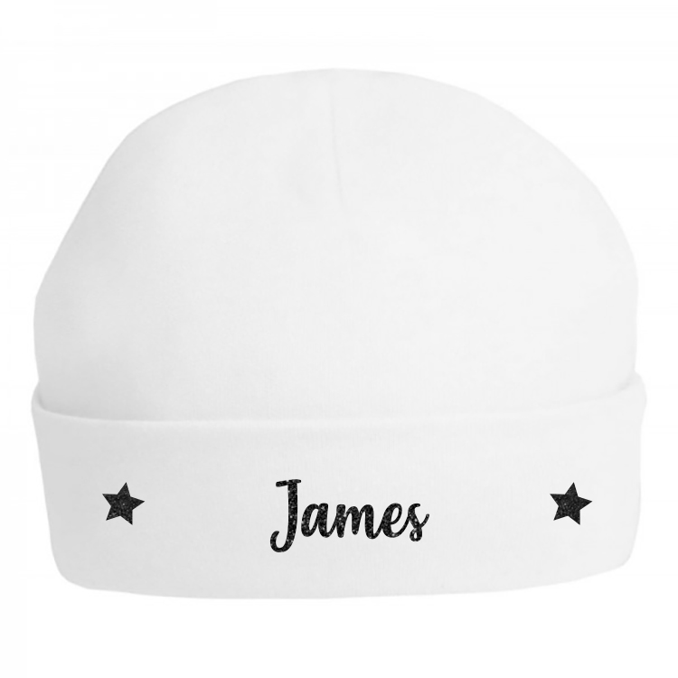 White Baby Hat - Stars